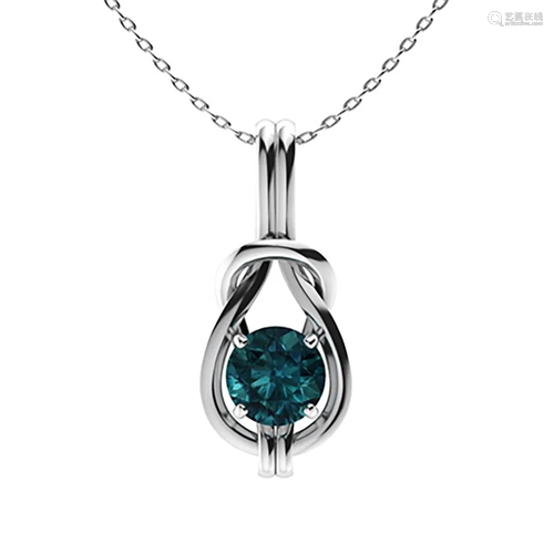 1.02 ctw Blue Diamond Necklace 18K White Gold