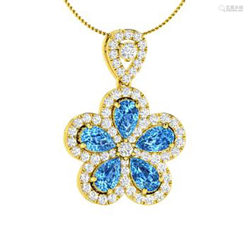 1.83 ctw Topaz & Diamond Necklace 18K Yellow Gold