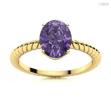 Natural 0.80 CTW Iolite Solitaire Ring 14K Yellow Gold