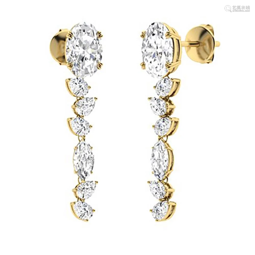 2.88 CTW White Topaz Drops Earrings 14K Yellow Gold