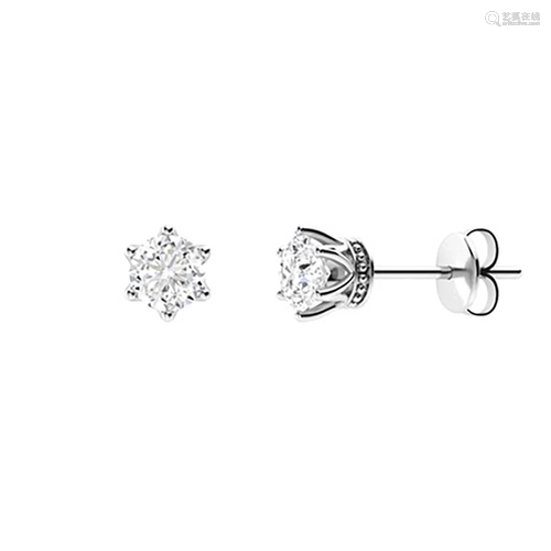 1.66 CTW Diamond Studs Earrings 14K White Gold