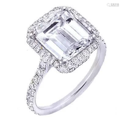 Natural 1.82 CTW U-Setting Halo Emerald Cut Diamond