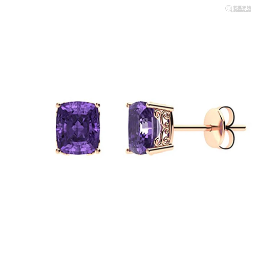 1.46 CTW Amethyst Studs Earrings 18K Rose Gold