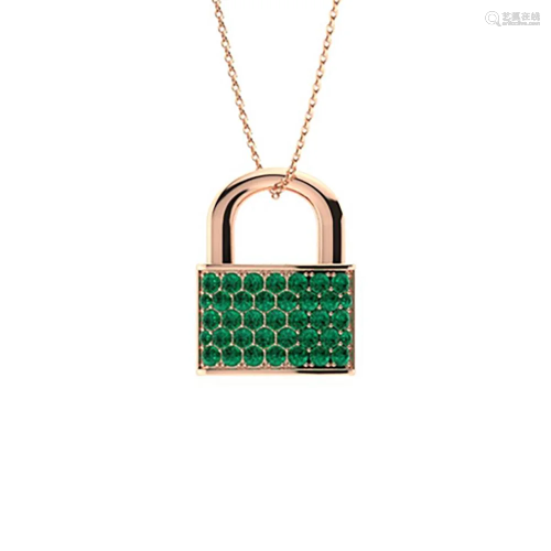 0.39 ctw Emerald Necklace 14K Rose Gold