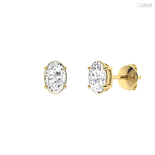 1.06 CTW Moissanite Studs Earrings 18K Yellow Gold