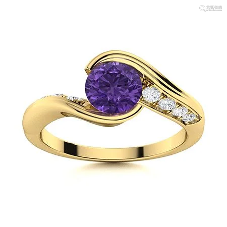 Natural 1.25 CTW Amethyst & Diamond Engagement Ring 14K