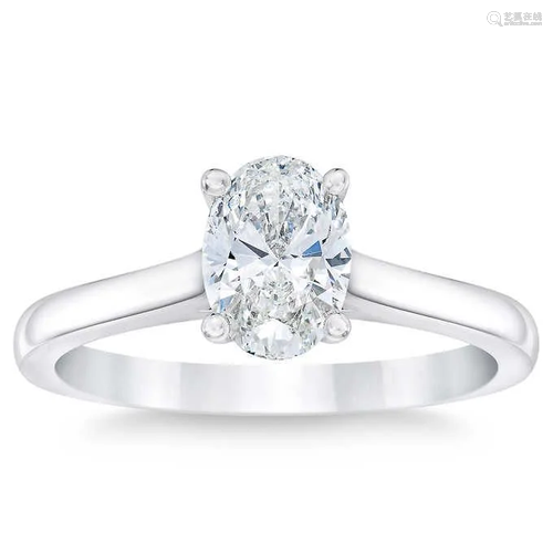 Natural 1 CT Diamond Solitaire Ring 18K White Gold