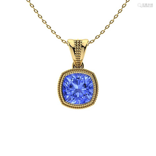 0.84 ctw Ceylon Sapphire Necklace 18K Yellow Gold