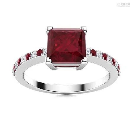 Natural 1.04 CTW Ruby & Diamond Engagement Ring 14K