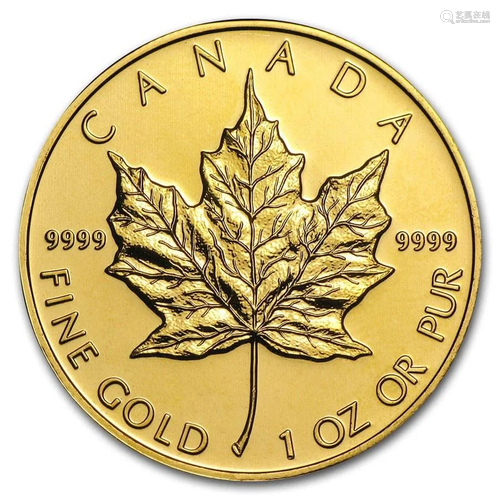 Canada 1 oz Gold Maple Leaf .9999 Fine BU (Random Year)