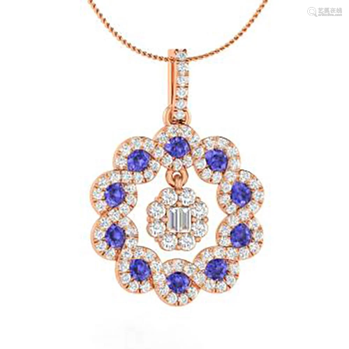 1.09 ctw Tanzanite & Diamond Necklace 14K Rose Gold