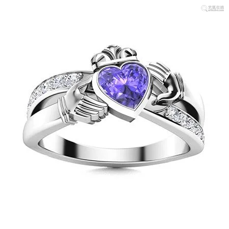 Natural 0.79 CTW Tanzanite & Diamond Engagement Ring