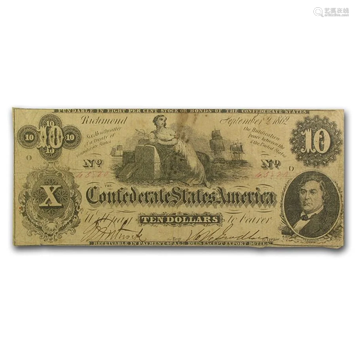 1862 $10 (T-46) Ceres on Cotton Bales Fine