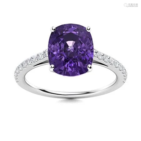 Natural 4.48 CTW Amethyst & Diamond Engagement Ring 14K