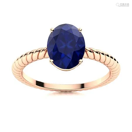 Natural 1.37 CTW Sapphire Solitaire Ring 14K Rose Gold