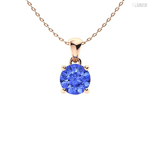 0.77 ctw Ceylon Sapphire Necklace 14K Rose Gold