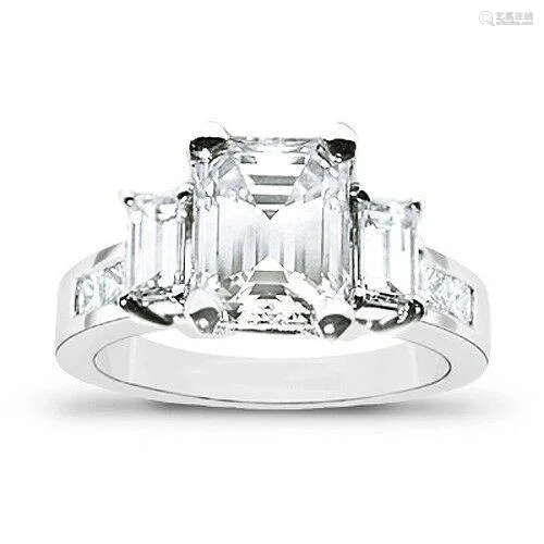 Natural 2.12 CTW Emerald Cut & Baguette Cut Sides