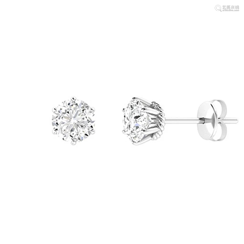 2.56 CTW Diamond Studs Earrings 14K White Gold