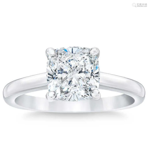 Natural 2.50 CT Diamond Solitaire Ring 18K White Gold