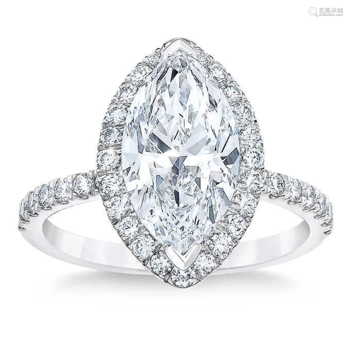 Natural 2.52 CT Diamond Bridal Ring 18K White Gold