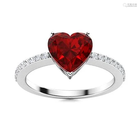 Natural 1.94 CTW Garnet & Diamond Engagement Ring 14K