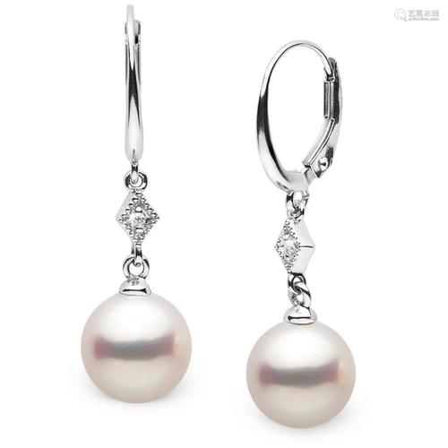 Akoya Pearl and Diamond Aerie Dangle Earrings