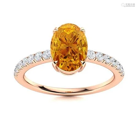 Natural 2.37 CTW Citrine & Diamond Engagement Ring 14K