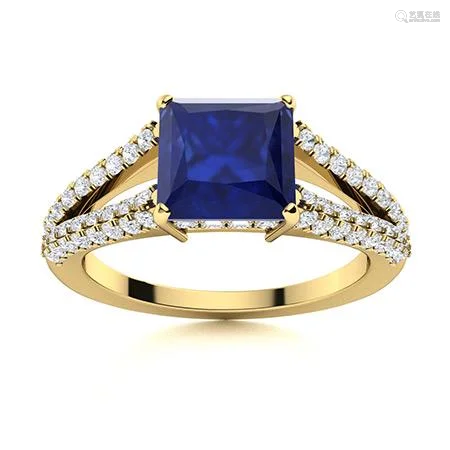 Natural 2.23 CTW Sapphire & Diamond Engagement Ring 14K