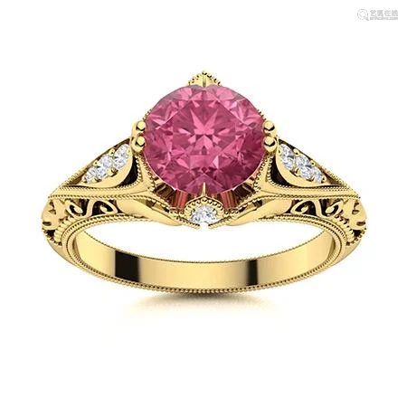 Natural 1.53 CTW Tourmaline & Diamond Engagement Ring