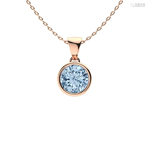 0.72 ctw Aquamarine Necklace 18K Rose Gold