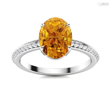 Natural 3.96 CTW Citrine & Diamond Engagement Ring 18K