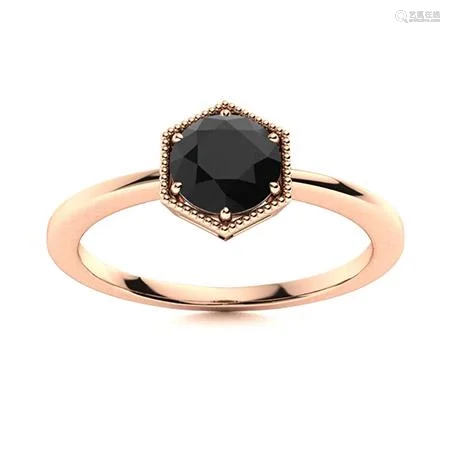 Natural 0.41 CTW Onyx Solitaire Ring 14K Rose Gold