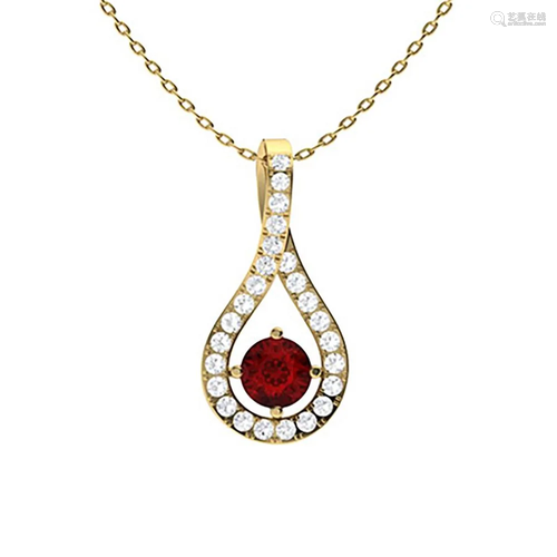 0.37 ctw Garnet & Diamond Necklace 14K Yellow Gold