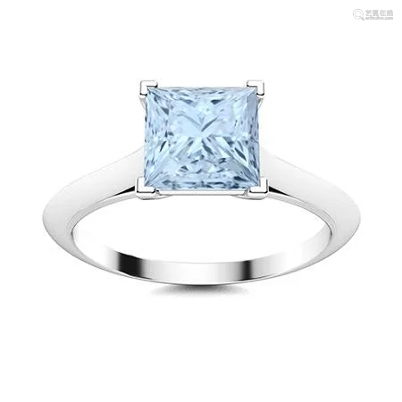 Natural 0.71 CTW Aquamarine Solitaire Ring 14K White