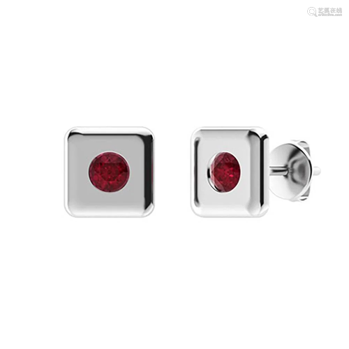 0.46 CTW Ruby Studs Earrings 18K White Gold