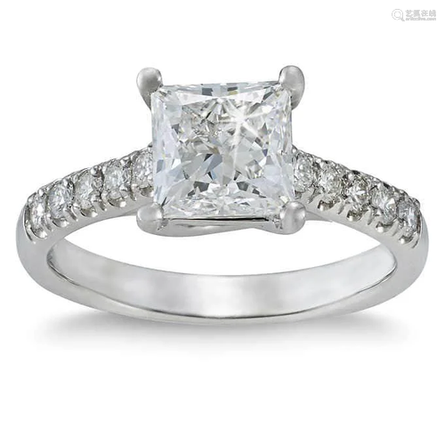 Natural 2.74 CT Diamond Bridal Ring 18K White Gold