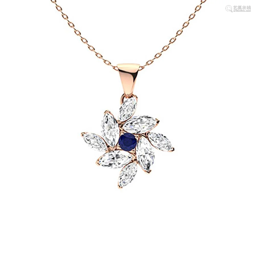 1.08 ctw Sapphire & Diamond Necklace 18K Rose Gold