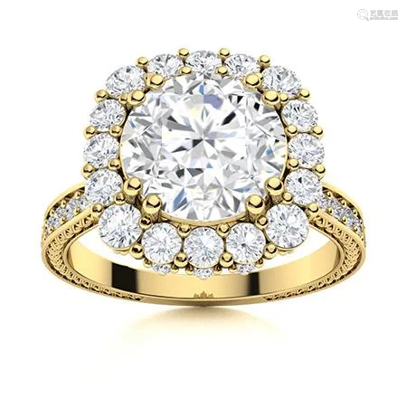 Natural 2.57 CTW Diamond Solitaire Ring 14K Yellow Gold