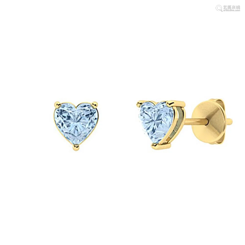 1.06 CTW Aquamarine Studs Earrings 18K Yellow Gold