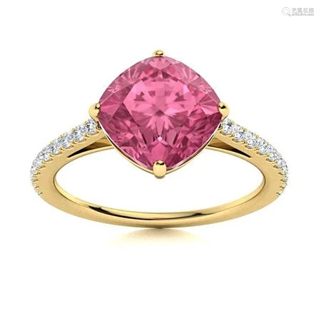 Natural 4.31 CTW Tourmaline & Diamond Engagement Ring