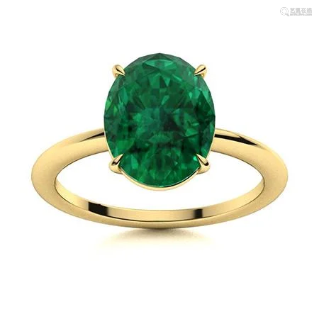 Natural 3.06 CTW Emerald Solitaire Ring 14K Yellow Gold