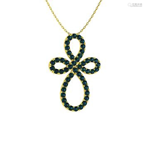 0.77 ctw Blue Diamond Necklace 14K Yellow Gold