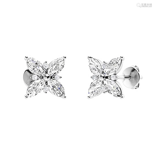 1.38 CTW White Topaz & Diamond Halo Earrings 18K White