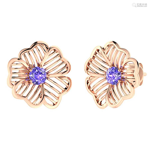 2.14 CTW Tanzanite Halo Earrings 14K Rose Gold