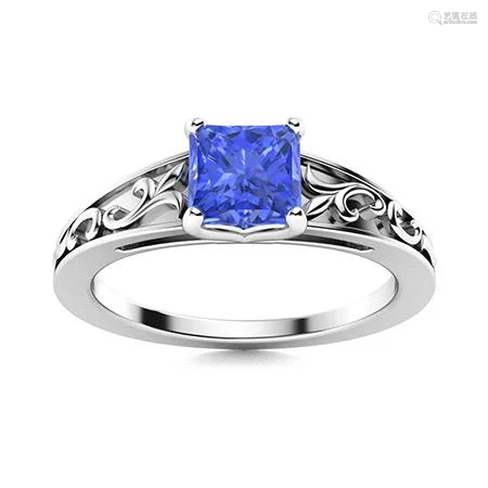 Natural 0.67 CTW Ceylon Sapphire Solitaire Ring 18K