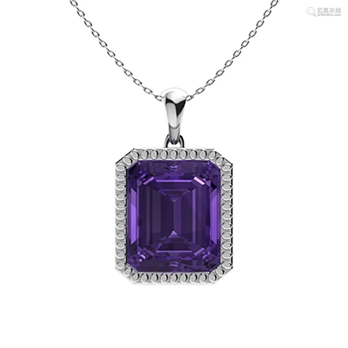 3.72 ctw Amethyst Necklace 14K White Gold