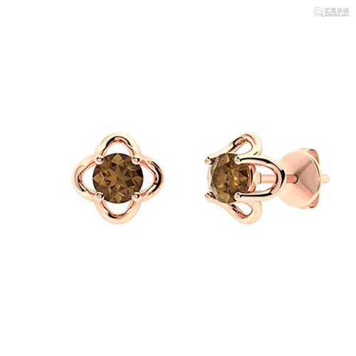 2.56 CTW Brown Diamond Studs Earrings 14K Rose Gold