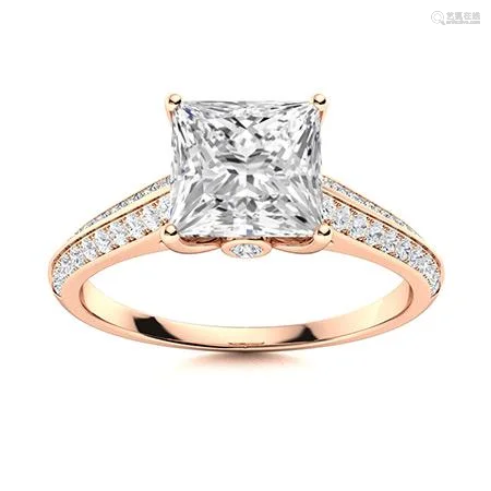 Natural 1.79 CTW Diamond Solitaire Ring 18K Rose Gold