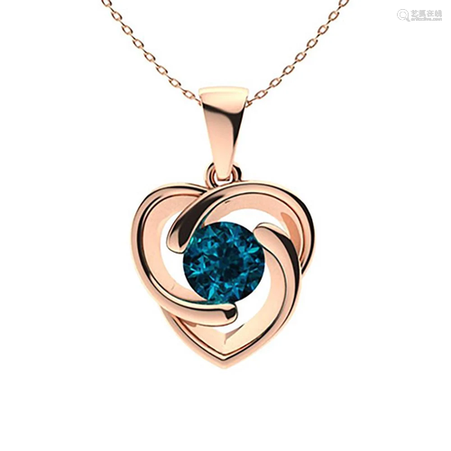 2.52 ctw London blue Topaz Necklace 14K Rose Gold