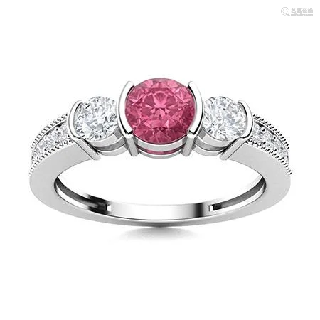 Natural 0.99 CTW Pink Sapphire & Diamond Engagement